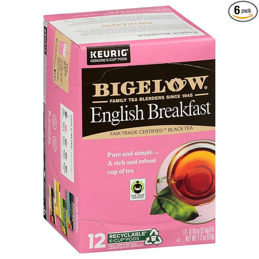 Bigelow Tea English Breakfast Black Tea Keurig K-Cup Pods, Caffeinated Tea Keurig Tea Pods, 12 Count Box (Pack of 6), 72 Total K-Cup Pods