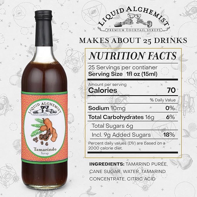 Liquid Alchemist Tamarind Syrup for Cocktails - Real Ingredients Make our Tamarindo Syrup the Perfect Spicy Margarita Mix - Made Fresh with All Natural Tamarind Concentrate (25.4 oz)