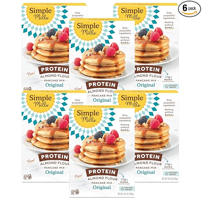 Simple Mills Just Add Water Almond Flour Pancake Mix, Original Protein - Gluten Free, Plant Based, Paleo Friendly, Breakfast, 10.4 Ounce (Pack of 6)