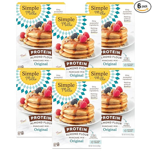 Simple Mills Just Add Water Almond Flour Pancake Mix, Original Protein - Gluten Free, Plant Based, Paleo Friendly, Breakfast, 10.4 Ounce (Pack of 6)