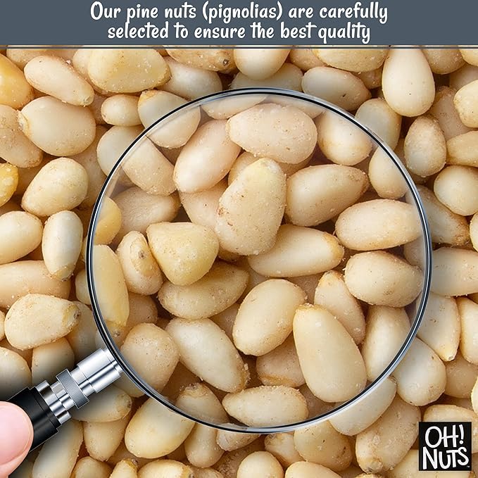 Oh! Nuts Pine Nuts (Pignolias) - Raw - 100% Natural Pine Nuts - 1 lb Bulk Bag - Premium Pignoli Packed with Protein