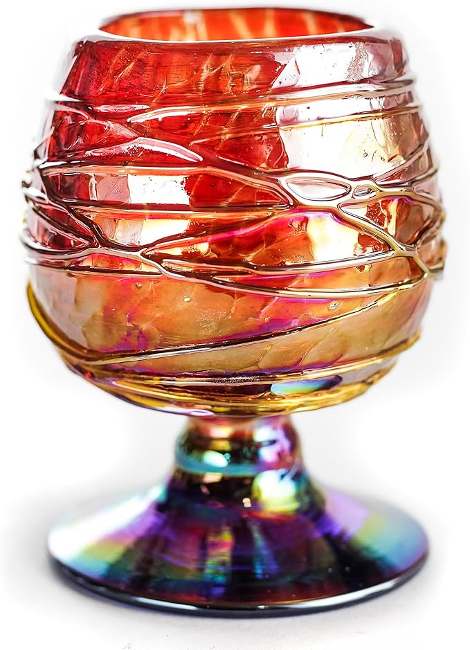 Authentic Mexican Tequila Hand Blown Shot Glasses - Set of 4-2 oz - Mini Glass Snifters - Heavy Base - Cognac (Diamond)