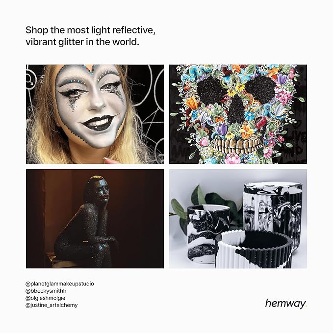 Hemway Premium Glitter Shaker - Gun Metal Grey Holographic | 115g Extra Chunky Metallic Flake Sequins for Resin & Epoxy Crafts | Craft Supplies for Tumblers, Festival, Art