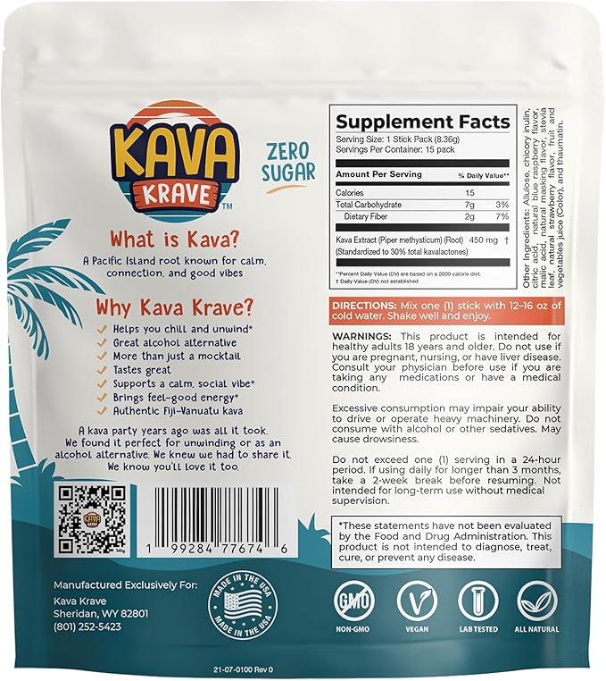 Citrus Berry Kava Drink Mix ??15 Pack for Natural Energy, Mood Support, Stress Relief & Nootropic Focus