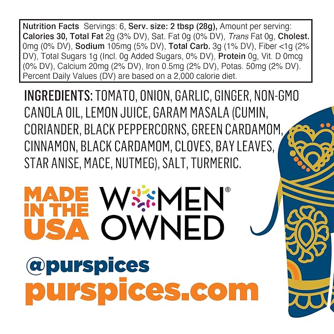 PUR Spices Masala Paste for Indian Cooking | Base Sauce or Marinade for Curry or Rice Dishes | Garam Masala | Plant Based, Gluten Free, No sugar added, Preservative and Additive Free I 6oz Jar
