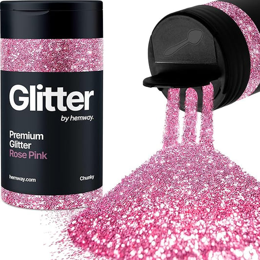 Hemway Premium Glitter Shaker - Rose Pink | 130g Chunky Metallic Flake Sequins for Resin & Epoxy Crafts | Craft Supplies for Tumblers, Festival, Art