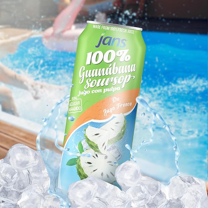 Soursop Juice with Pulp (Guanabana), 16.9 oz (Pack of 12) JANS | 100% Pure Soursop Graviola | NO Sugar Added, NOT From Concentrate, Fat-Free, Cholesterol-Free, Refreshing Taste of the Tropics