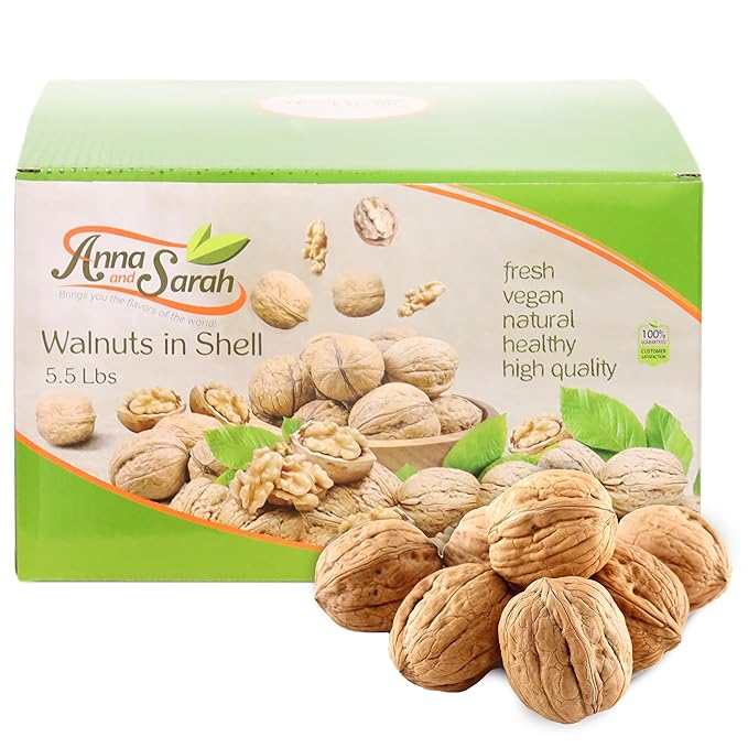 Anna and Sarah Walnuts in Shell, Jumbo, Fresh, Buttery Taste, Easy to Crack, California Chandler, Natural Shells, Not Bleached 5.5 Lbs