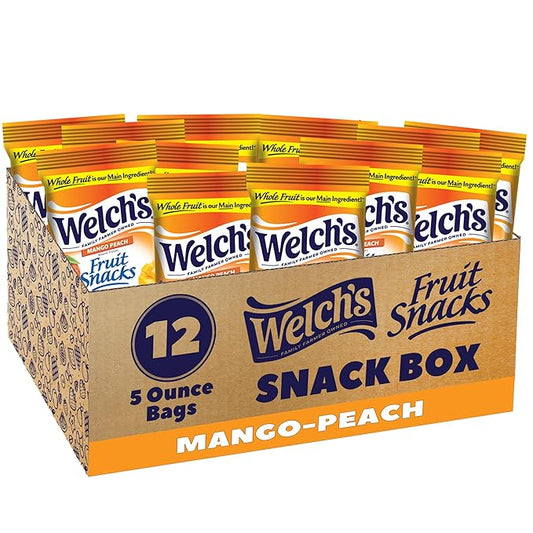Welch's Fruit Snacks, Mango Peach Snack Box, Gluten Free, 5oz Snack Packs (Pack of 12)