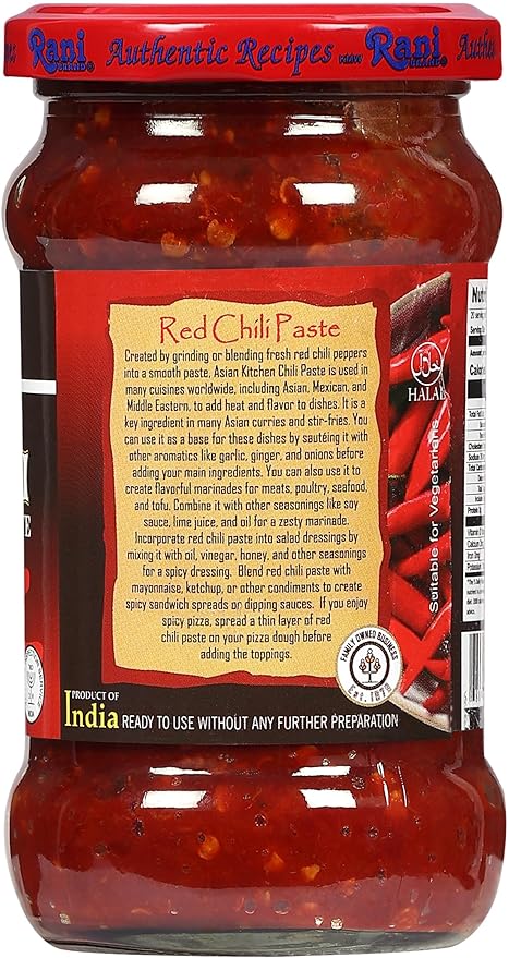 Asian Kitchen Red Chilli Cooking Paste 10.58oz (300g) Glass Jar ~ Vegan | Gluten Free | NON-GMO | No Colors | Indian Origin