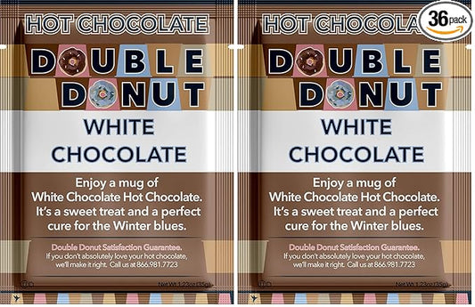 Double Donut White Hot Chocolate Mix Packets, Flavored White Hot Cocoa Mix Packets, 18 Count (Pack of 2)
