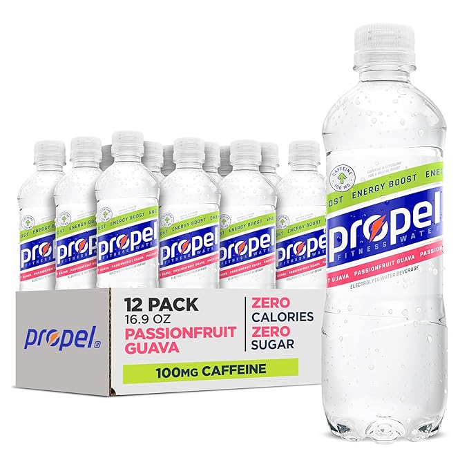 Propel Energy Boost Zero Calorie Flavored Water With Electrolytes and Caffeine, Passionfruit Guava