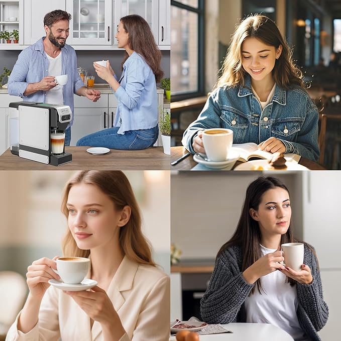 KOTLIE ST-550 Single Serve Coffee Maker, Espresso Capsule Coffee Maker for K*cup capsule/Ne*s Original/Dol*e Gu*to and Ground Coffee, 19Bar, 1L, Compact竊뉰lackç«?,<div>