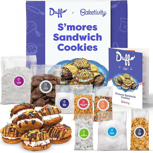 Baketivity x Duff Goldman S?셫ores Sandwich Cookies Kit Kids Baking Set Cooking Kits for Kids with Premeasured Ingredients, Decorating Supplies, STEM Activities - Baking Sets for Girls, Boys Ages 6-12