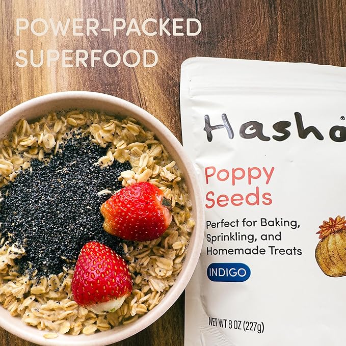 Hasho Whole Poppy Seeds ??Indigo (8 oz) ??Non-GMO, Vegan ??For Baking & Sprinkling
