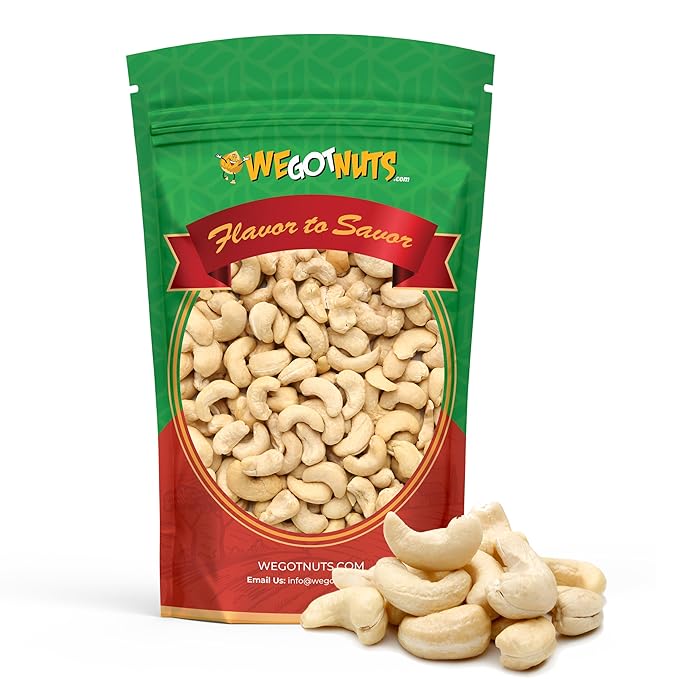 Raw Whole Unsalted Cashews ??5 lbs.- Premium Quality Kosher Raw Cashews By We Got Nuts ??Oil-Free Natural, Healthy & Diet-Friendly Snack ??Gourmet Savory Flavor ??Air-Tight Resealable Bag Package