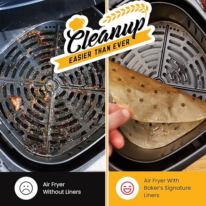 Bamboo Steamer Liner, 8.5" Air Fryer Parchment Paper Liners Sheets ??220pcs Unbleached Bamboo Steamer Basket Liners ??Easy Cleanup, Will Not Burn or Curl, Non-Toxic & Volume Pack by Baker?™s Signature