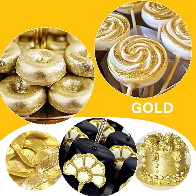 Edible Glitter Spray - 20g Luster Dust Edible Glimmer Powder for Sparkling Cocktails, Cake, Cupcakes, Wine, Beverage - Food Grade Shimmer Dust Powder for Baking, Drinks, Cookies Decoration (Gold)