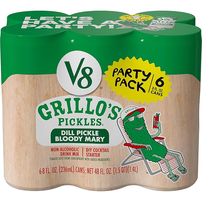 V8 Grillo's Dill Pickle Bloody Mary Mix 6 Pack, Goldfish Dill Pickle Chips 6.25 Oz, Kettle Dill Pickle Chips 7.5 Oz