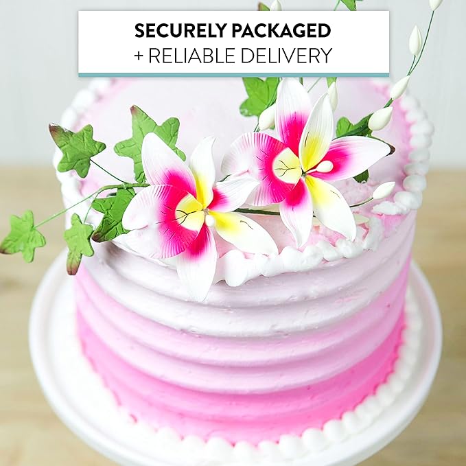 Global Sugar Art Double Orchid Spray Sugar Cake Flowers, Dark Pink & Yellow, 1 Count by Chef Alan Tetreault