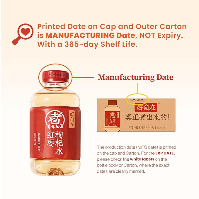 CHI FOREST Red Date & Goji Berry Herbal Drink, Zero Fat Beverage, No Added Flavours, Additives, 16.9 fl oz Bottles (Pack of 15)