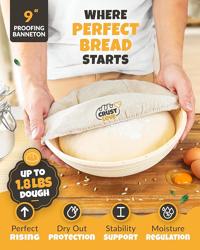 Sourdough Kit inkl. 7 different Bread Making Tools like a 9 inches Sour dough Banneton Bread Proofing Basket - Bread Making Kit, Banneton-Basket, Sourdough-Starter-Kit-Supplies, Baking-Kit