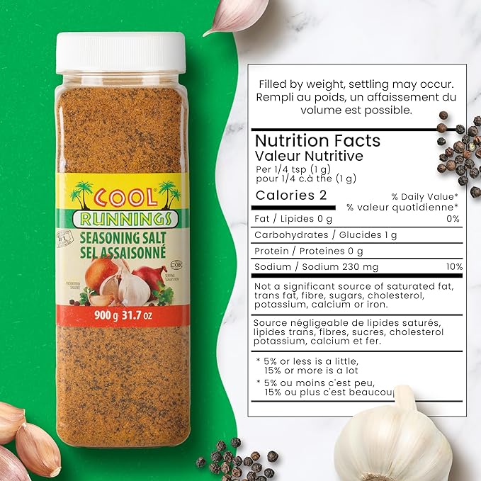 Cool Runnings Seasoning Salt 900g - Perfect for Enhancing Meats, Fries, Vegetables, and Snacks such as Popcorn, Ideal for Everyday Seasoning and Meal Prep