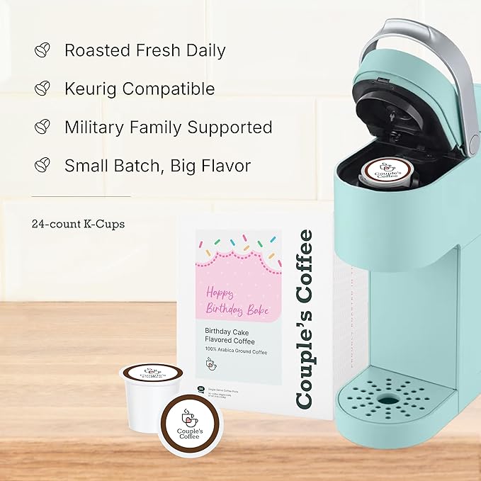 Couple's Coffee K-Cups | Vanilla Cake Flavored Coffee | Gives Back to Military Families | Happy Birthday Babe | Gourmet Flavored Ground Coffee with Birthday Cake and Icing Flavors | Compatible with K-Cups & Single Serve Brewers | 24 Count