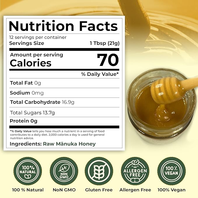 Center of Paradise Raw Manuka Honey Certified UMF 15+ | MGO 510+ (250g / 8.8oz) Glass Jar - Pure & Natural Manuka Honey New Zealand for Daily Immune Support and Wellness - Non GMO & Unpasteurized