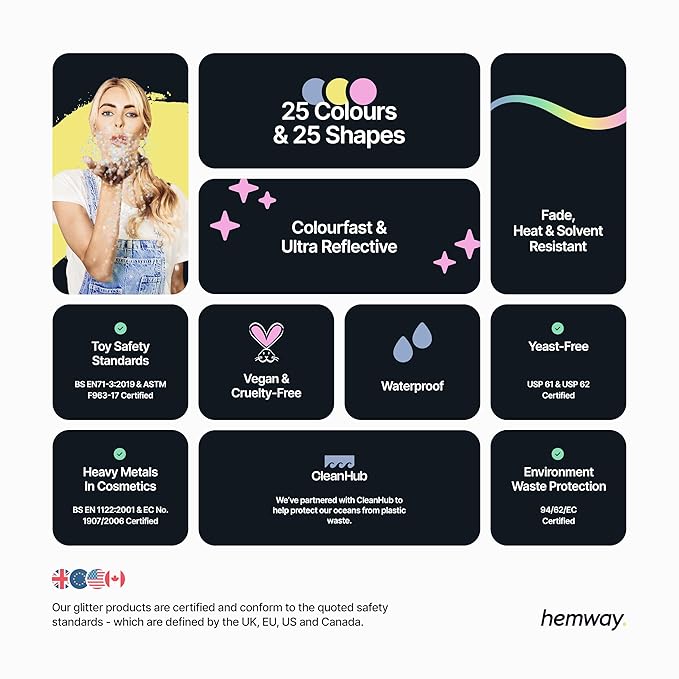 Hemway Premium Glitter Shaker - Silver Holographic Stars & Moons | Shaped Metallic Flake Sequins for Resin & Epoxy Crafts | Craft Supplies for Tumblers, Festival, Eye & Nail Art Decoration | 78 g