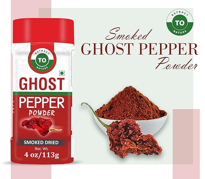 Ghost Pepper Powder (Bhut Jolokia Chili) ??4 oz/113 gm, 100% Pure, Smoked, Hottest & Spicy Chili Powder, Add Unique, Delicious, Complex and Smoky Flavor to Your Favorite Dishes