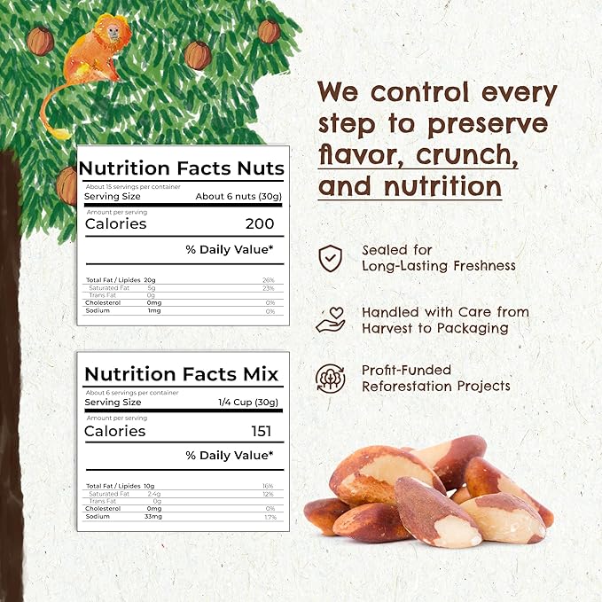 Kit of Snacks The True Organic Brazil Raw & Unsalted Nuts 15 oz + Açaí and Cupuaçu Trail Mix 7 oz – Nutrient-Rich and Practical Combo – Fresh, Vegan and Gluten Free – Forest Up