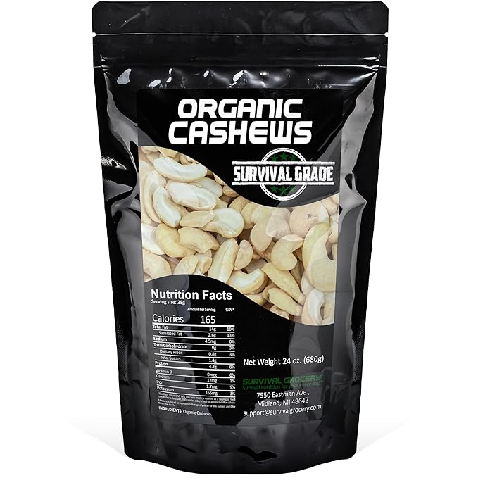 Survival Grocery짰 - Organic Cashews (24 oz./1 Bag)