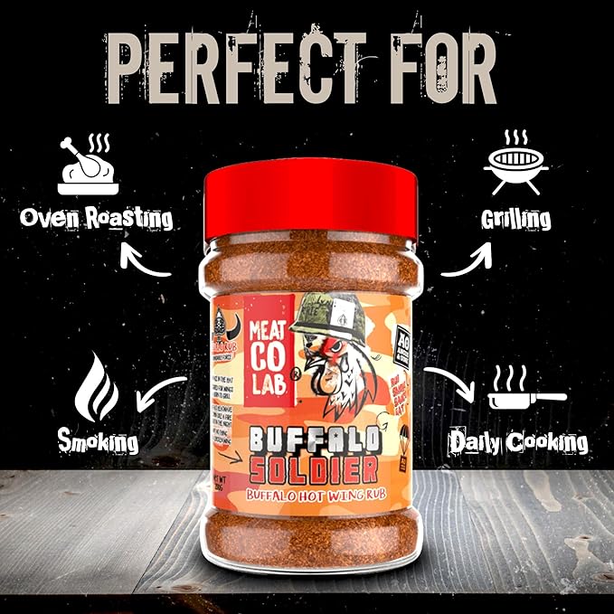 Angus & Oink | Buffalo Soldier Rub | Ultimate Spice Blend for Buffalo Wings | Unleash the Heat | Perfect for Grilling & Frying | Gluten-Free | 200g