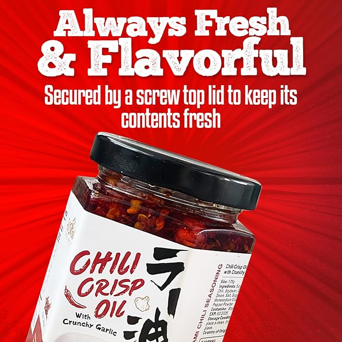 Fusion Select 525g Chili Crisp Oil - Crunchy Garlic Chili Oil, Umami Seasoning with Hot Peppers for Korean Ramen, Spicy Noodles, BBQ Meat, Dip, Stir Fry Sauce - Kitchen Condiment - Mild Spice