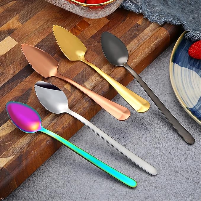 Stainless Steel Grapefruit Spoon For Citrus Fruit Watermelon Dessert Spoon Serrated Edge Ice Cream Dessert Kitchen Coffee Flatware