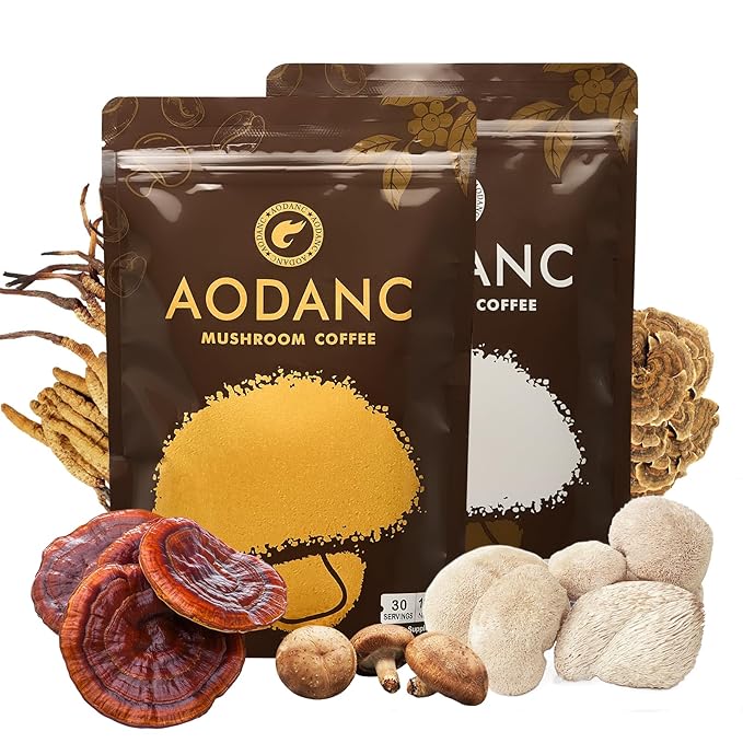 Mushroom Coffee is Produced in a US FDA-Registered Factory Mushroom Blend Instant Coffee for Energy Digestion and Immune Support 30 Servings Per Bag(Coffee + Coconut)