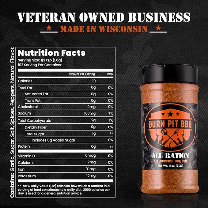 Burn Pit BBQ Seasoning – All Purpose BBQ Rub – Versatile All-Purpose Meat Rub – Natural, No Artificial Ingredients – Perfect for Pork, Chicken, Beef, Vegetables, and More