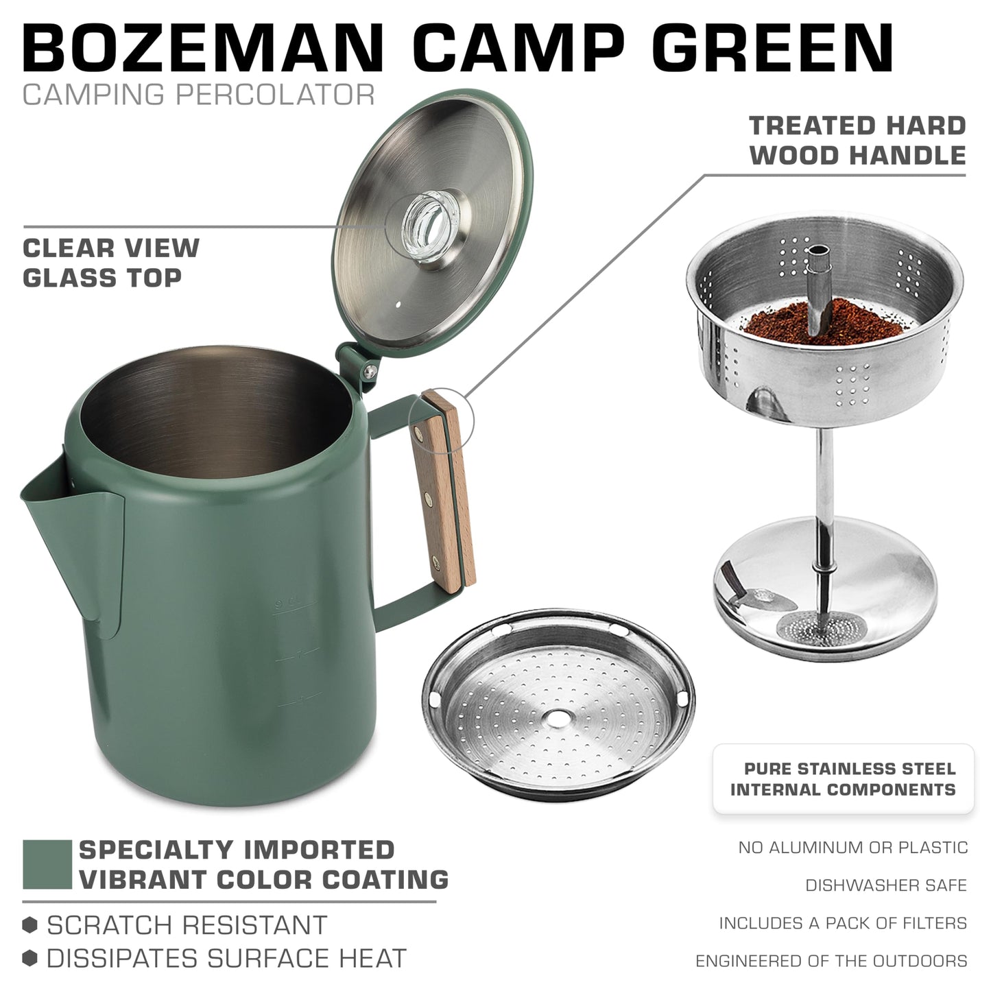 COLETTI Bozeman Color Series Percolator Coffee Pot — Camping Coffee Makers — Camping’s Favorite