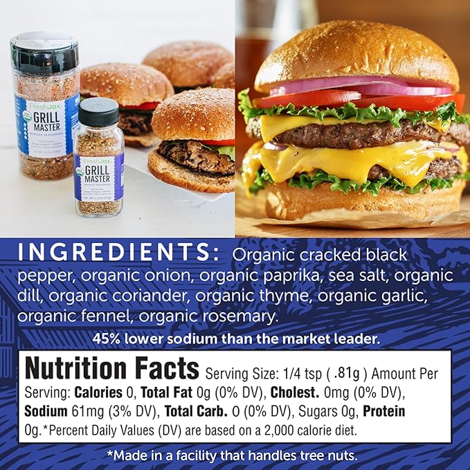 FreshJax Organic Burger Seasoning (5.5 oz) ??All-Purpose Hamburger Spice Rub for Grilling, BBQ, Steak, Smash Burgers & Beef