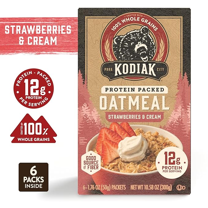 Kodiak Cakes Strawberries & Cream Oatmeal Packets (Pack of 6)