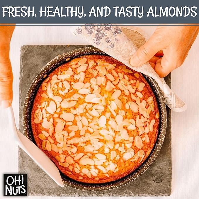 Oh! Nuts Almonds Blanched Sliced - Raw - 100% Natural - 1.5 lb - High-Protein Almonds - Packed in New York Zip-Seal Bag for Exceptional Freshness