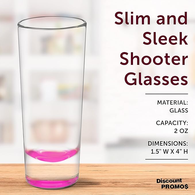 DISCOUNT PROMOS Cordial Shooter Shot Glasses 2 oz. Set of 10, Bulk Pack - Great for Birthdays, Parties, Indoor & Outdoor Events - Pink