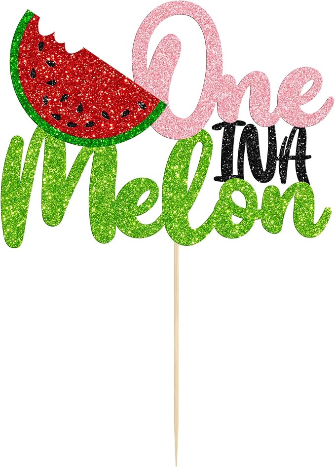 1 Pack Watermelon Cake Topper One in a Melon Cake Pick Watermelon First Birthday Baby Girl 1st Birthday Party Cupcake Decoration Supplies