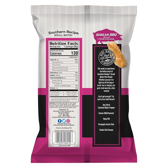 Pork Rinds Variety Pack | Salt & Pepper, Korean BBQ, & Spicy Dill | Southern Recipe Small Batch Chicharrones | Keto Friendly & Low Carb | Snack Bag (18 Count)