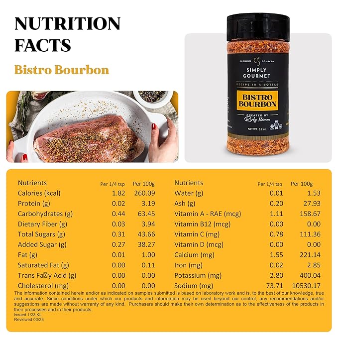 Bistro Bourbon Seasoning Rub ??Sweet, Smoky, & Savory Blend for Beef, Chicken & Fish ??Recipe in a Bottle ??6.2 oz