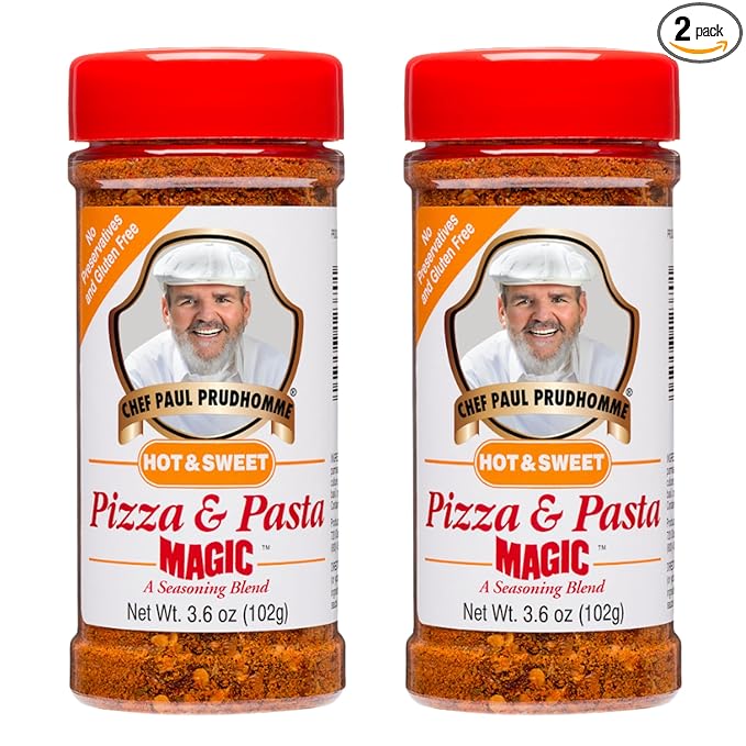 Chef Paul Magic Seasoning Blends Pizza & Pasta Magic Hot & Sweet (Pack of 2) | Italian Seasoning | Parmesan Cheese & Herbs Blend | No Added Salt & Preservatives | Perfect for Pizza, Pasta, Salads | 3.6 Oz (102 g)