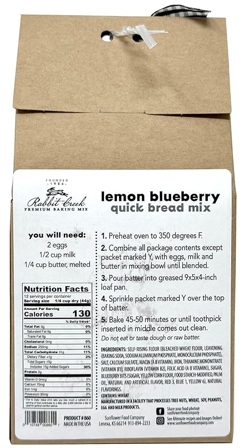 Rabbit Creek Lemon Blueberry Quick Bread Mix ??Easy To Make Quick Bread Mix, Made in the USA