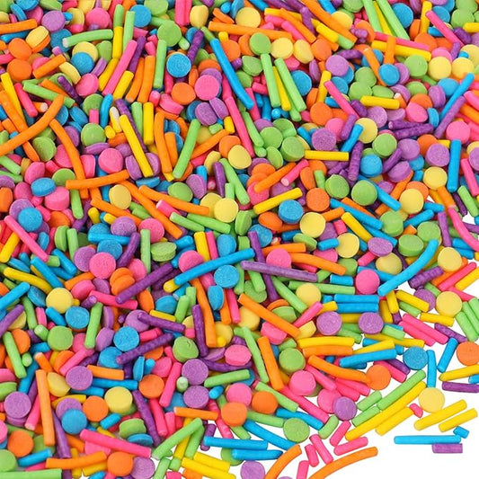 Rainbow Sprinkles for Cake Decorating, Colorful Crispy Jimmies and Confetti Sprinkles for Baking Cake Cupcake Cookies Ice Cream Topping
