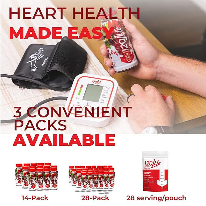 120/Life Blood Pressure Support, Beet Root Juice, Pomegranate Extract, Cranberry Juice, Tart Cherry, Hibiscus, and Magnesium (8 Fl Oz, Pack of 28) - Gluten-Free & Vegan